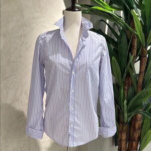 Frank & Eileen Button-Down Stripe Shirt in Light Blue and White